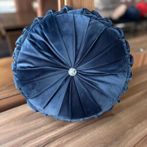 COJIN CIRCULAR BOTÓN DIAMANTE COLOR AZUL