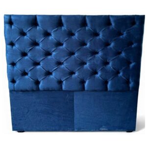 CABECERA QUEEN SIZE CAPITONADA TERCIOPELO AZUL MARINO