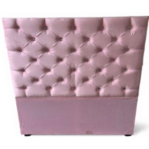 CABECERA MATRIMONIAL BOTÓN DIAMANTE TERCIOPELO ROSA PALO