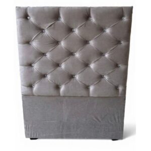 CABECERA INDIVIDUAL BOTÓN DIAMANTE TERCIOPELO GRIS PLATA