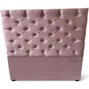 CABECERA MATRIMONIAL BOTÓN DIAMANTE TERCIOPELO ROSA DE PALO