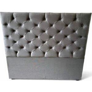 CABECERA QUEEN SIZE CAPITONADA TERCIOPELO GRIS PLATA